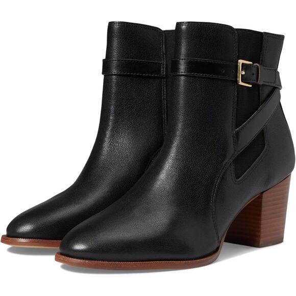 NWT Jack Roger Taylor Leather Chelsea Ankle Bootie Black Women's Size US 8 - Picture 1 of 16